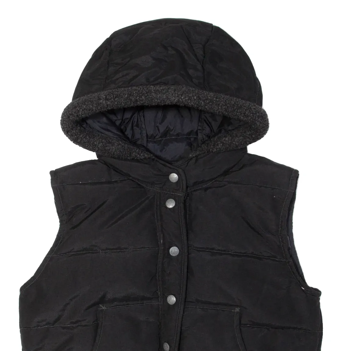 LEE Down Insulated Womens Puffer Gilet Black Nylon Hooded M