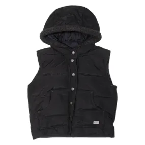 LEE Down Insulated Womens Puffer Gilet Black Nylon Hooded M