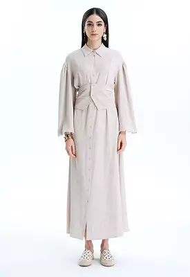 Maxi Shirt Dress With Wide Belt