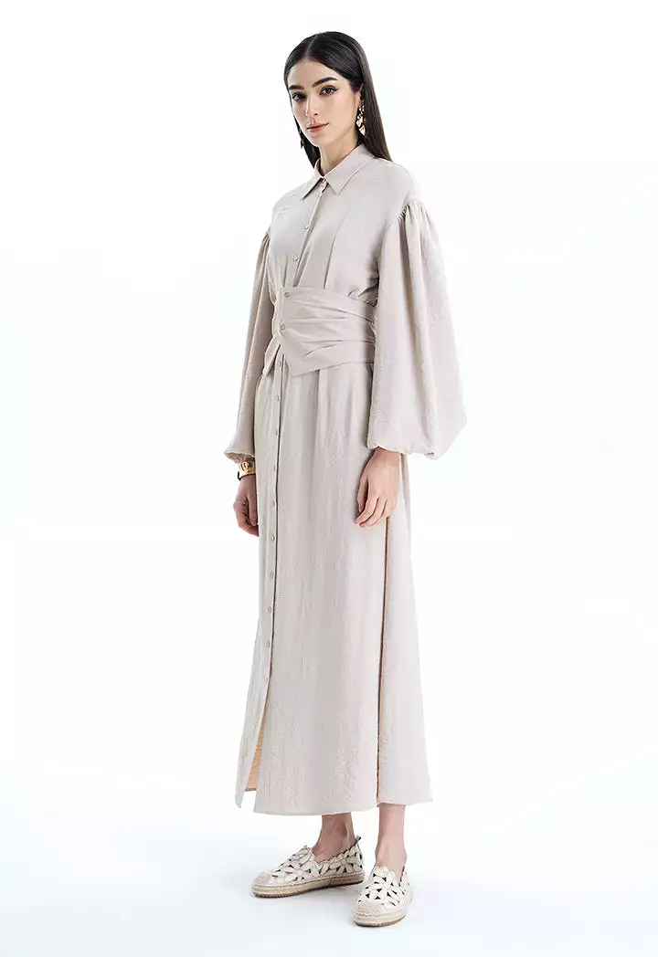 Maxi Shirt Dress With Wide Belt