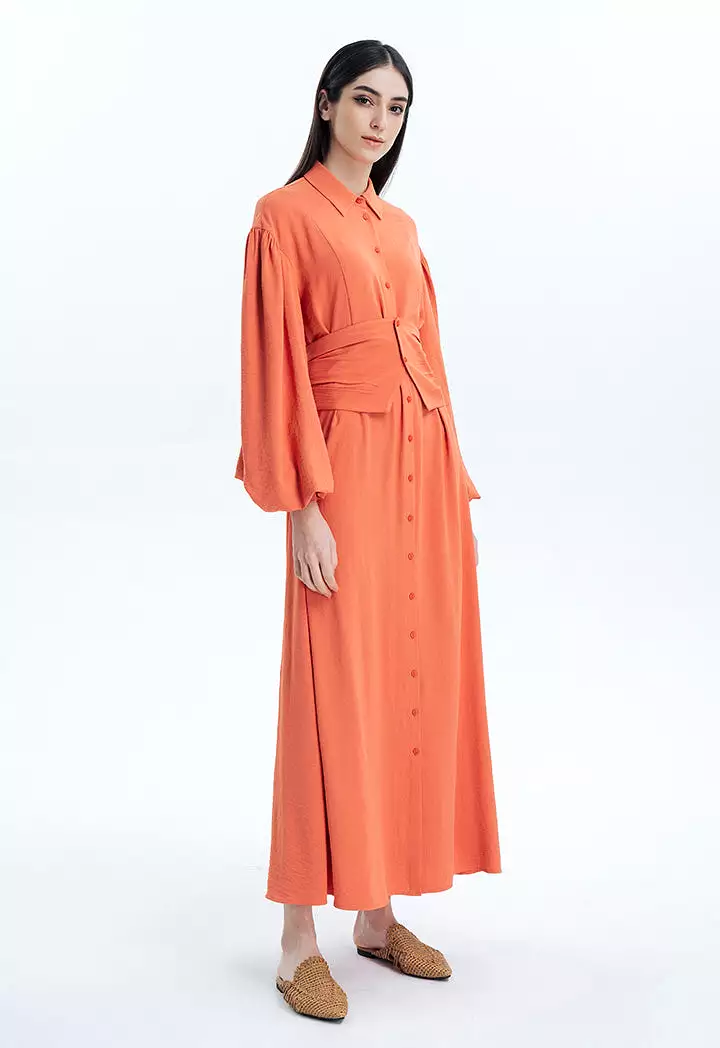 Maxi Shirt Dress With Wide Belt