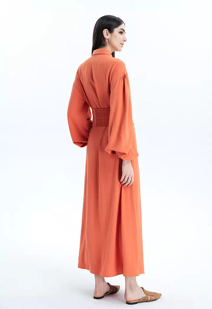 Maxi Shirt Dress With Wide Belt