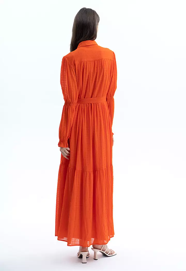 Maxi Shirt Solid Dress With Belt