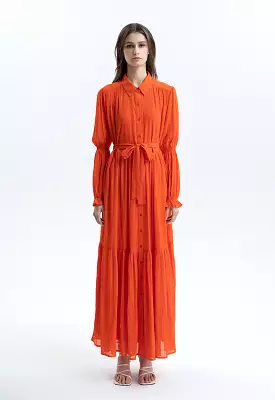 Maxi Shirt Solid Dress With Belt