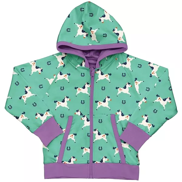 Maxomorra Horse Organic Cotton Reversible Zip Hoodie