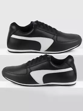 Men Black Trendy Lace Up Sneakers