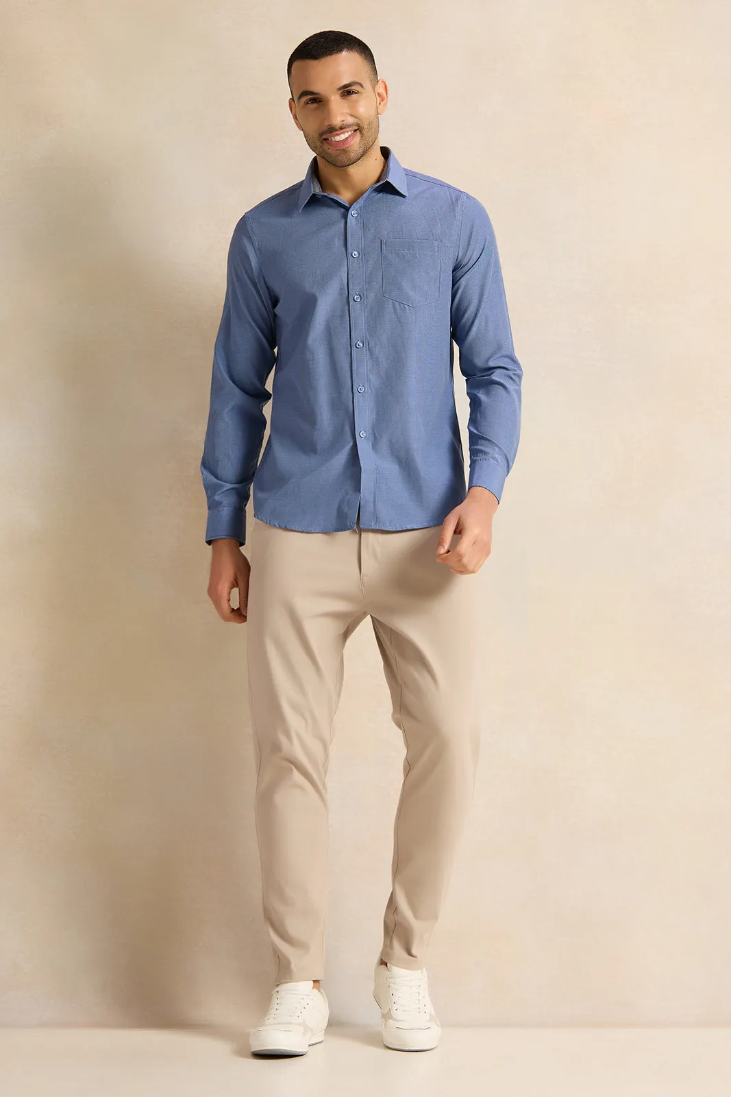 Men Blue Checkered Shirt