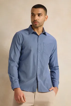 Men Blue Checkered Shirt