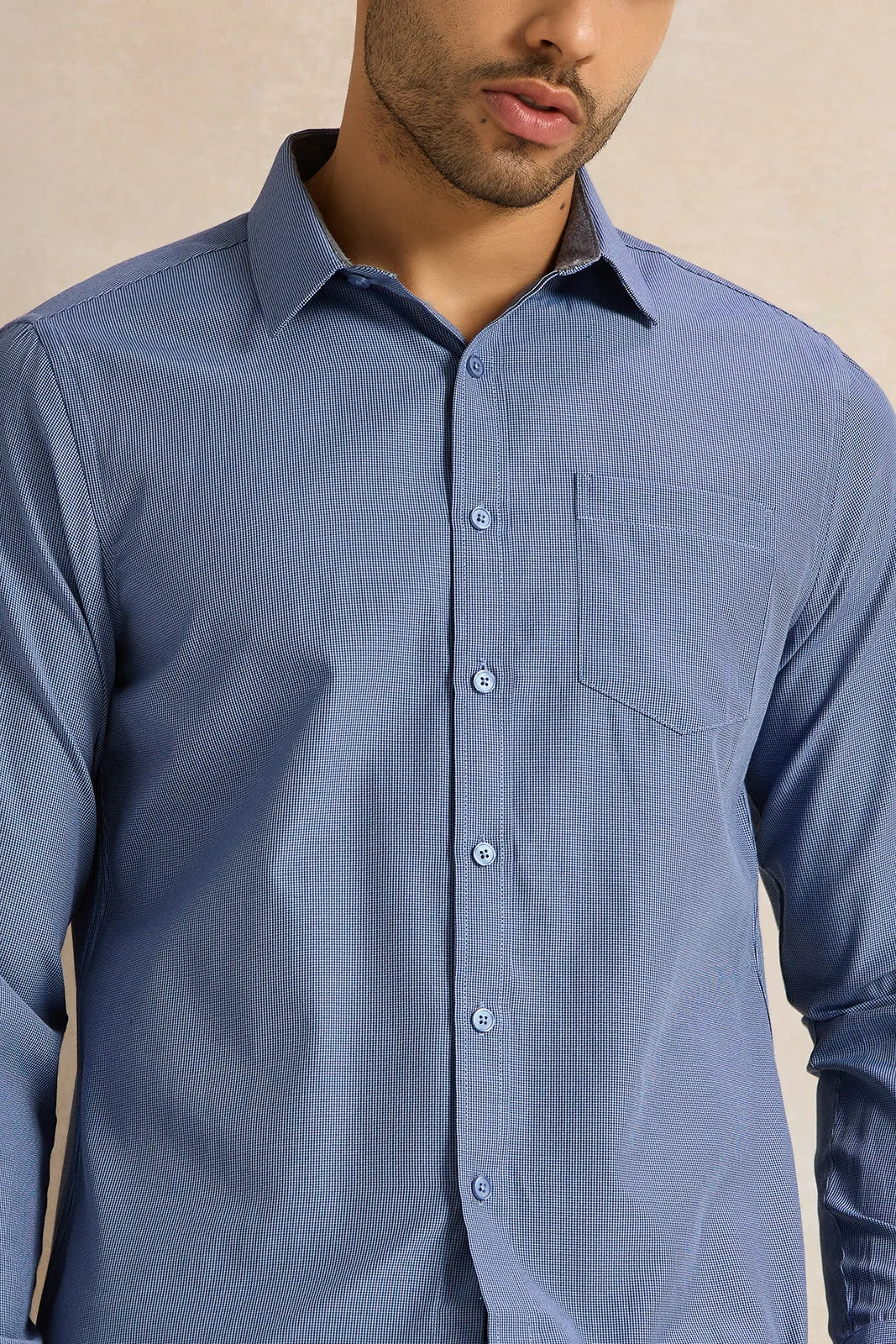 Men Blue Checkered Shirt