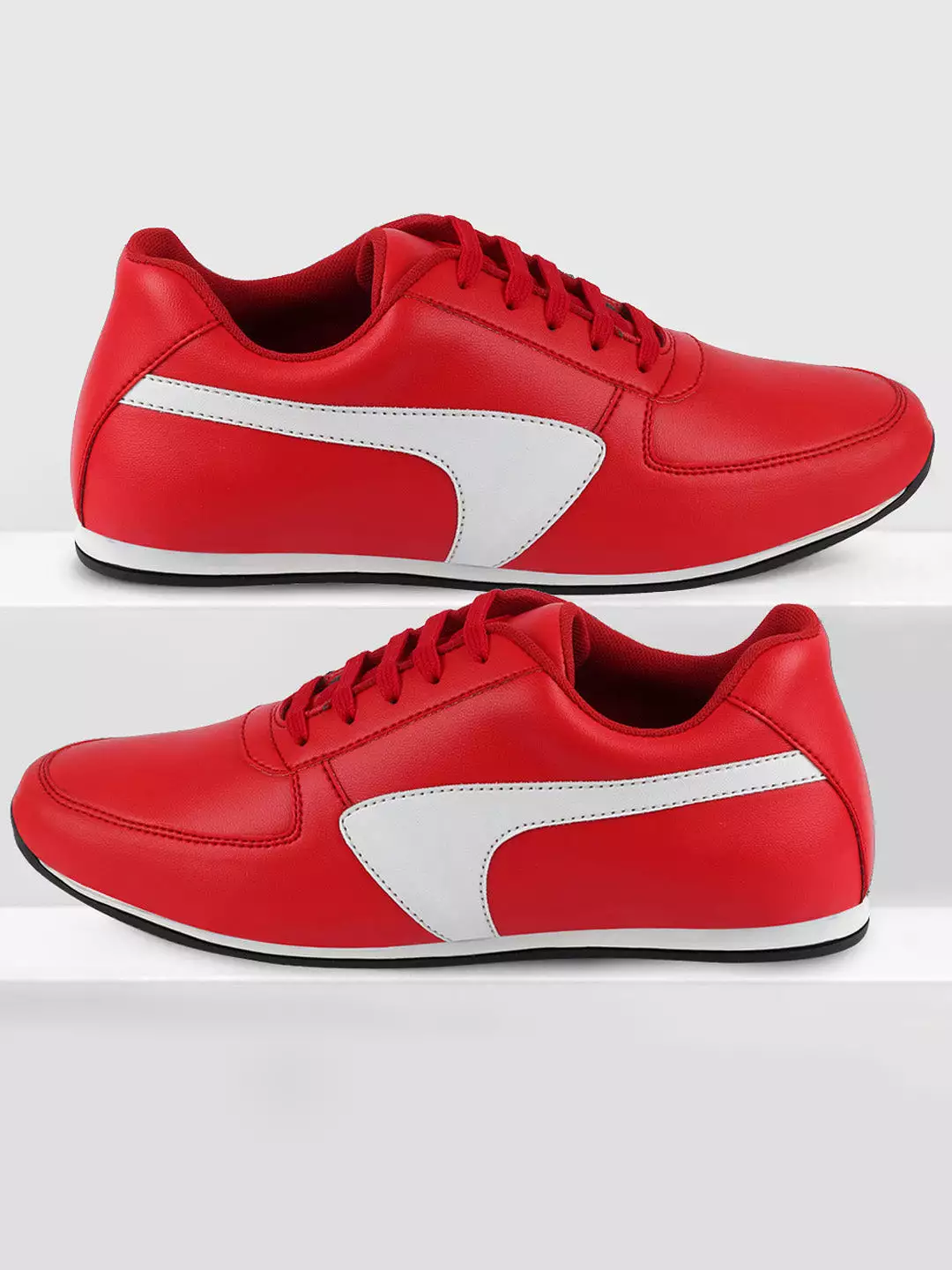 Men Red Trendy Lace Up Sneakers