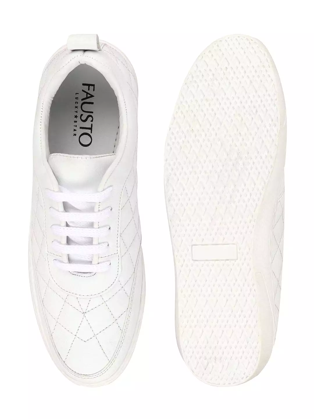 Men White Lace Up Classic Sneakers