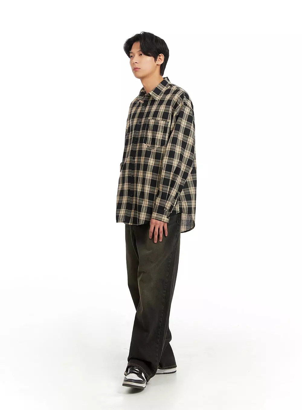 Men's Checkered Buttoned Collared Shirt IA402