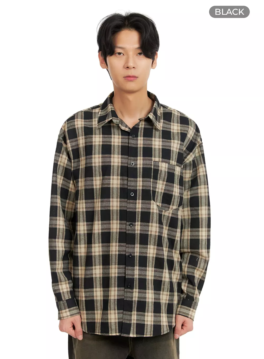 Men's Checkered Buttoned Collared Shirt IA402