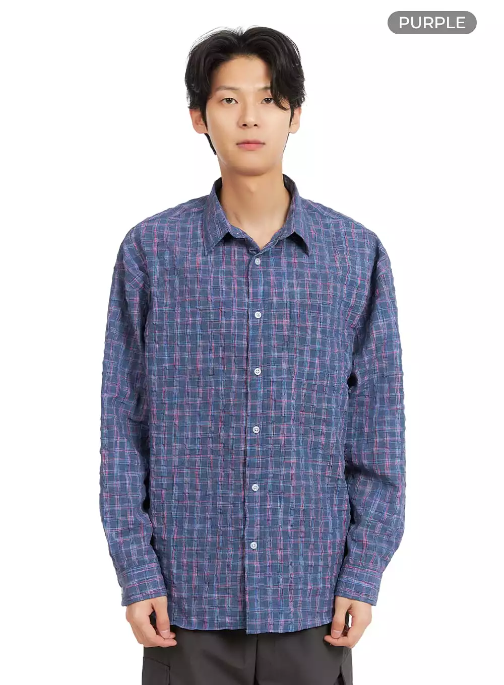 Men's Plaid Textured Shirt IA402