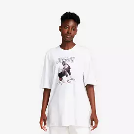 Michael Jordan Graphic Womens Short Sleeve Shirt (White)