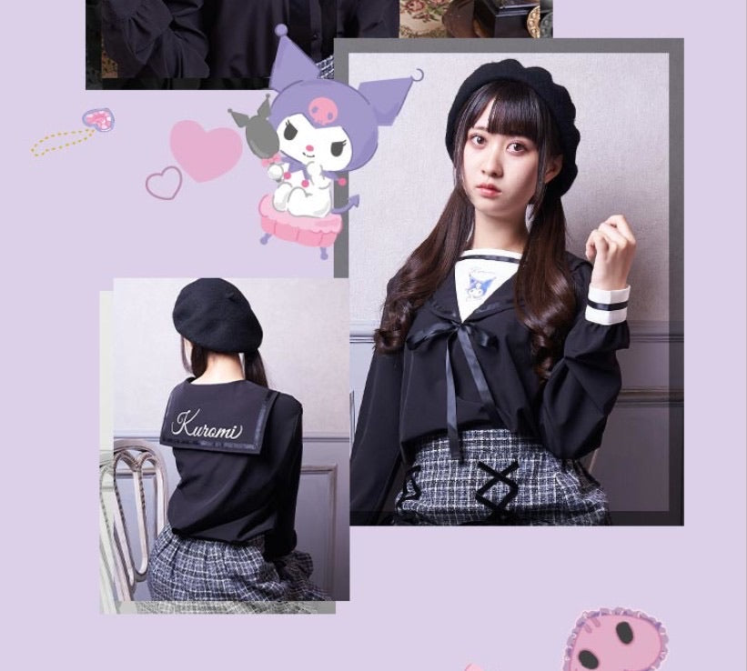 My melody kuromi navy blouse shirt