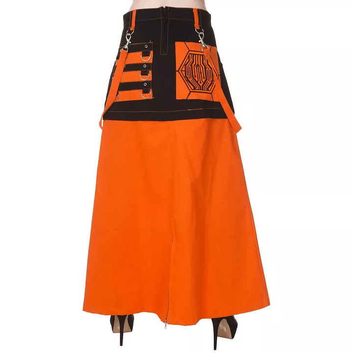 Neon Orange Cyber Goth Skirt