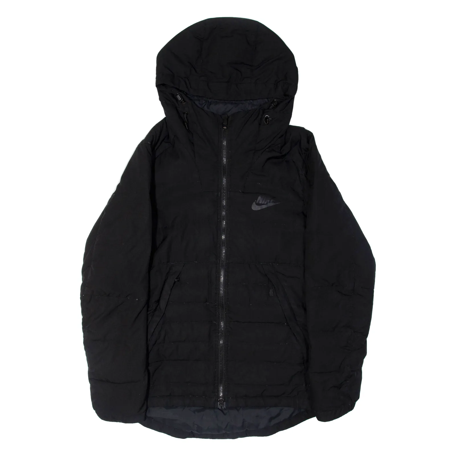 NIKE Down Insulated Mens Puffer Coat Black Hooded S