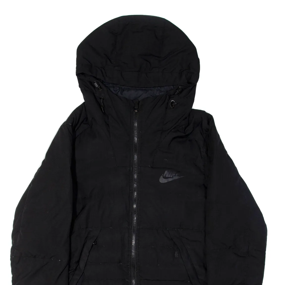 NIKE Down Insulated Mens Puffer Coat Black Hooded S