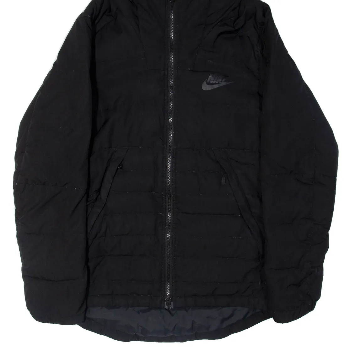 NIKE Down Insulated Mens Puffer Coat Black Hooded S