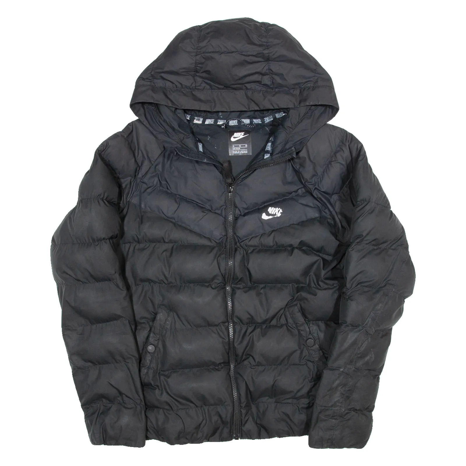 NIKE Insulated Boys Puffer Jacket Black Hooded XL