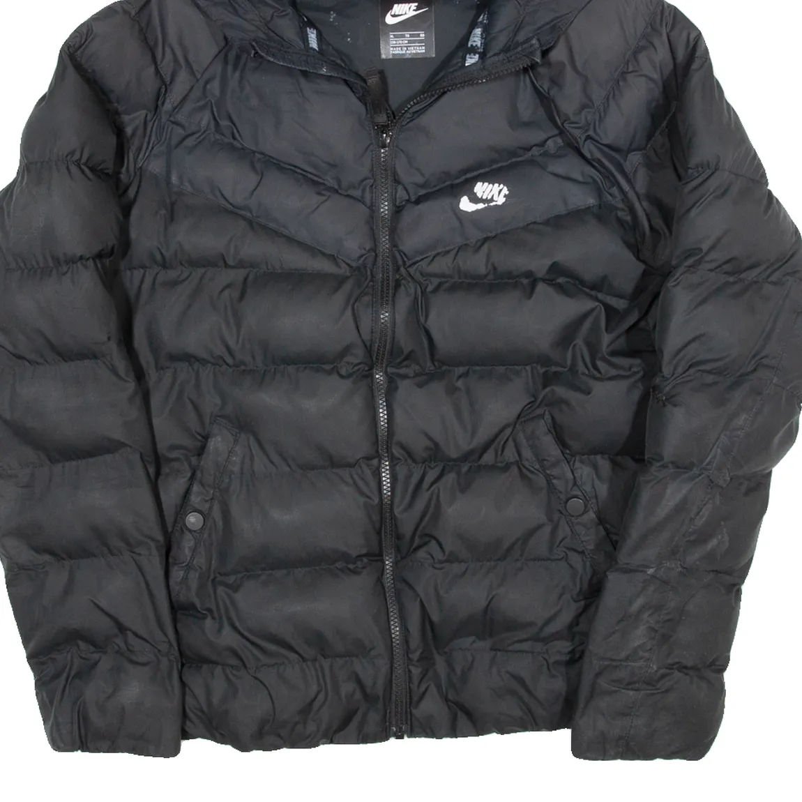 NIKE Insulated Boys Puffer Jacket Black Hooded XL