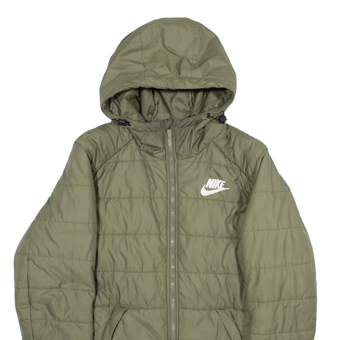 NIKE Insulated Mens Puffer Jacket Green Hooded S