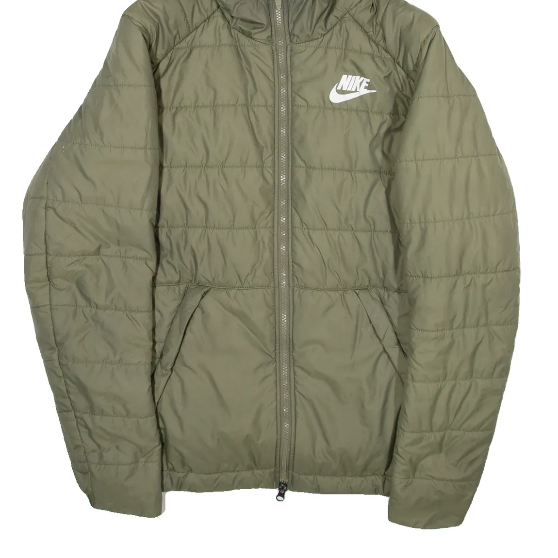 NIKE Insulated Mens Puffer Jacket Green Hooded S