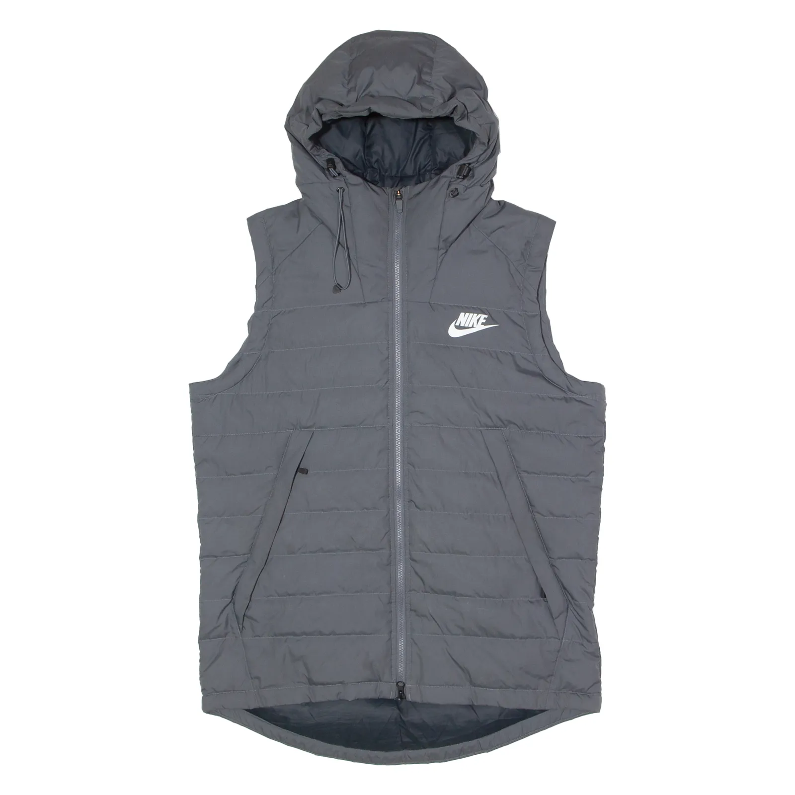 NIKE Mens Puffer Gilet Grey Hooded L