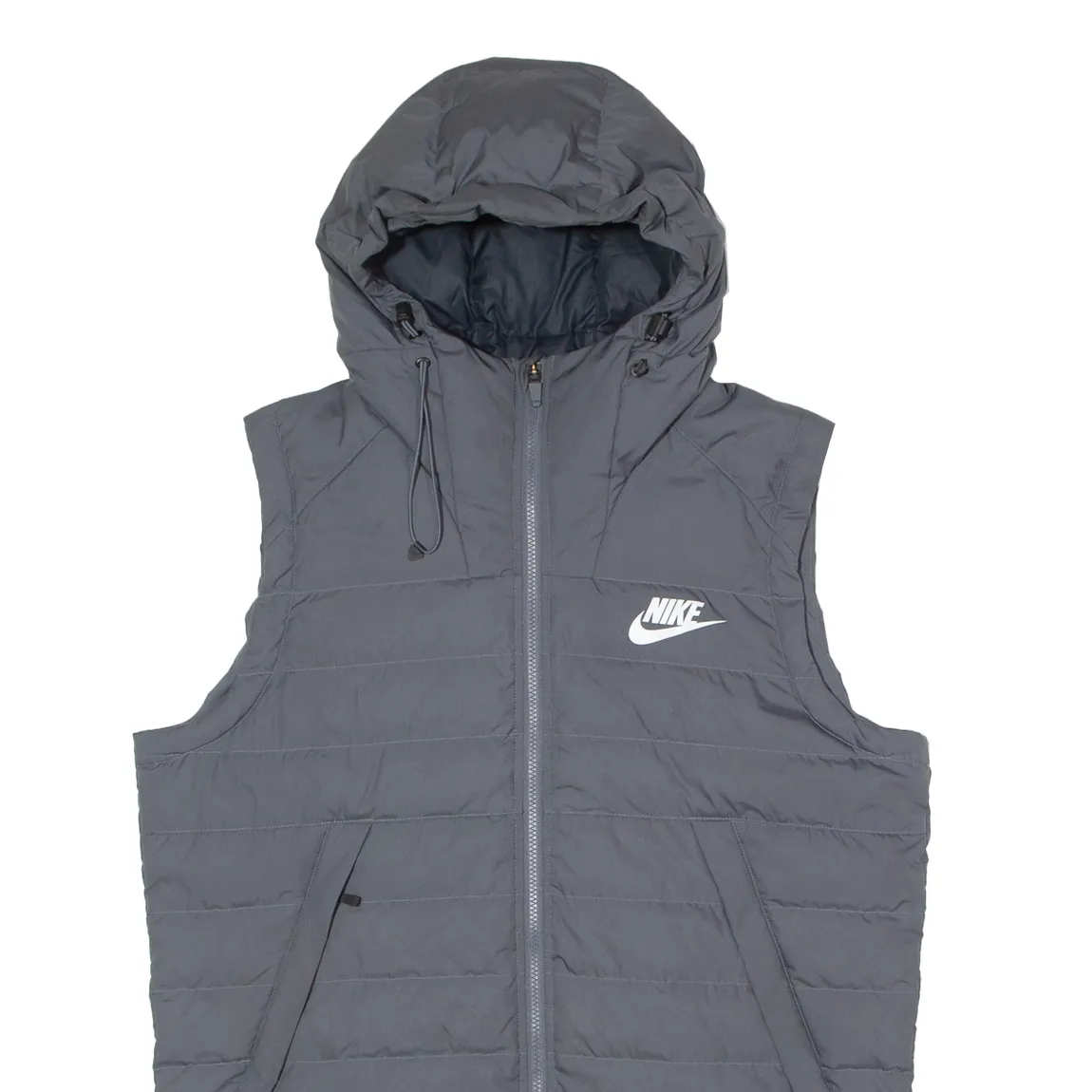 NIKE Mens Puffer Gilet Grey Hooded L