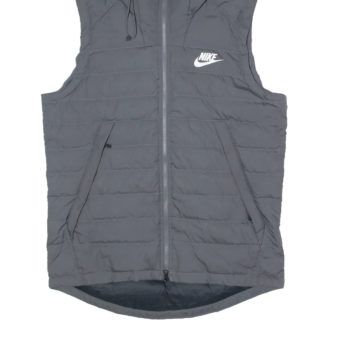 NIKE Mens Puffer Gilet Grey Hooded L