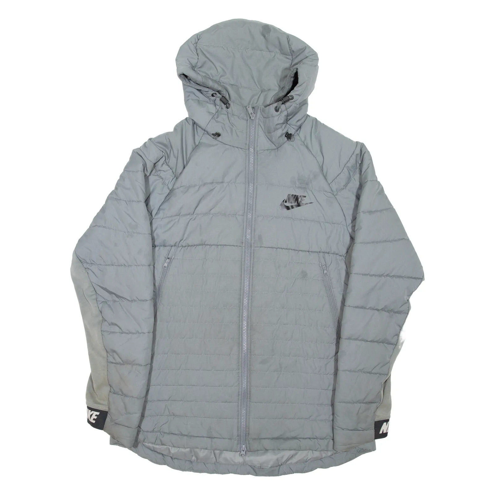 NIKE Mens Puffer Jacket Grey Hooded L