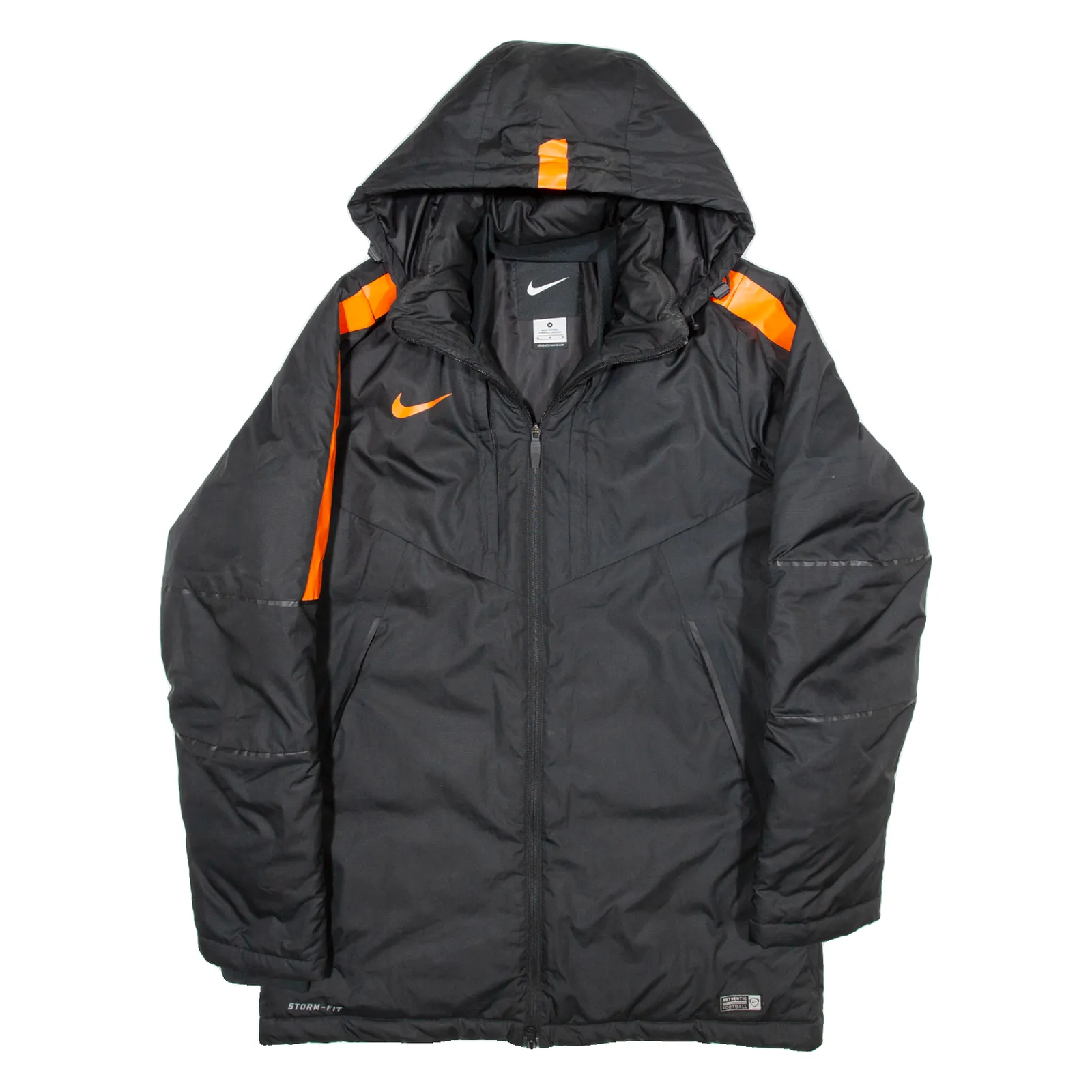 NIKE Storm Fit Authentic Football Mens Puffer Jacket Black Hooded M