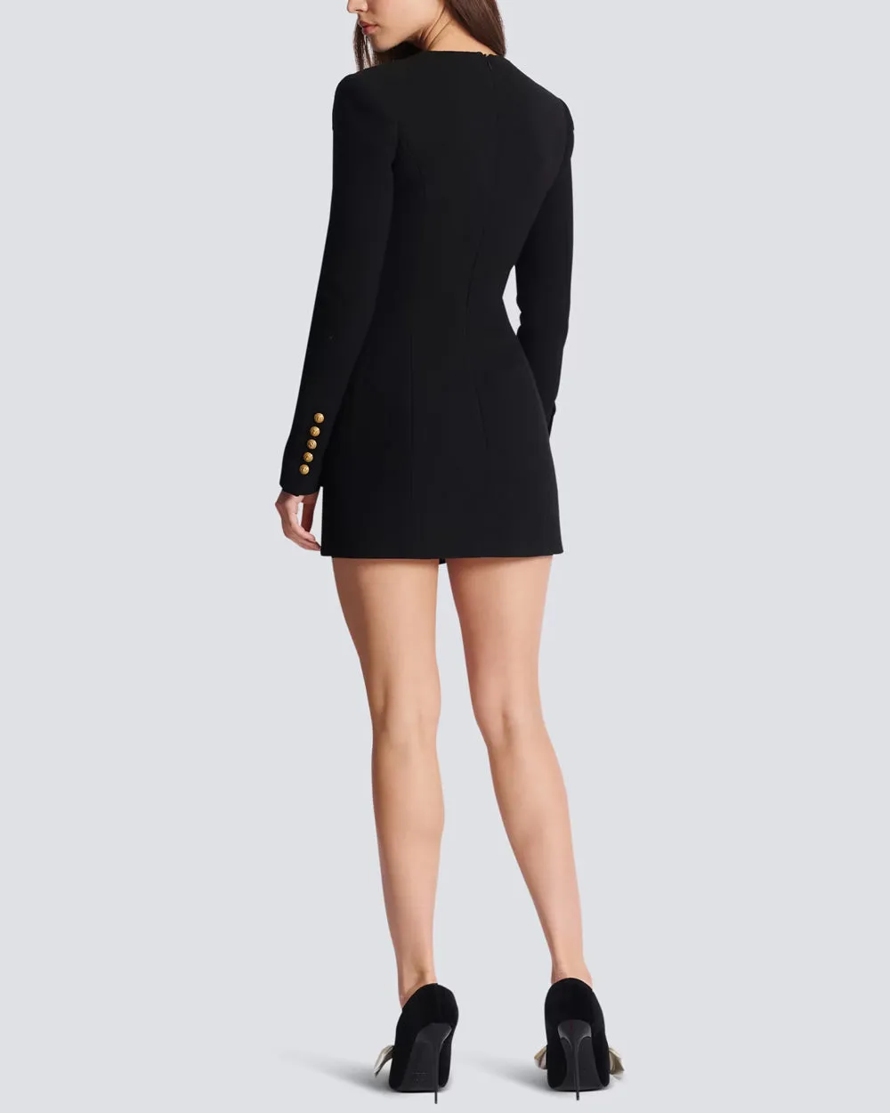 Noir and Blanc Tailored Button Mini Dress