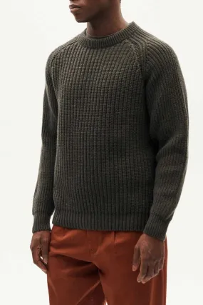 Olive Blue Melange Neo Knitted Sweater