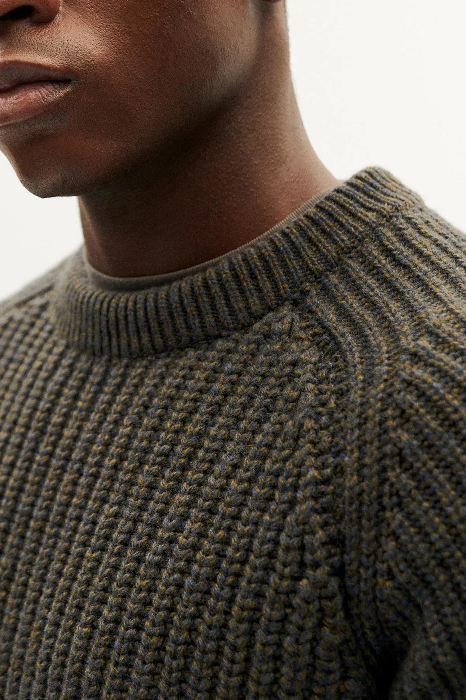 Olive Blue Melange Neo Knitted Sweater