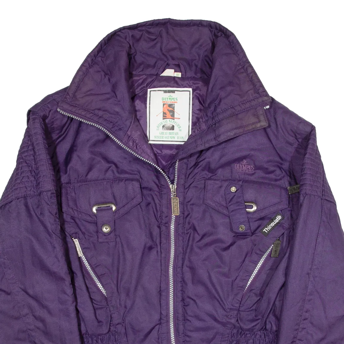 OLYMPUS SPORT Insulated Womens Puffer Jacket Purple Nylon 90s UK 10