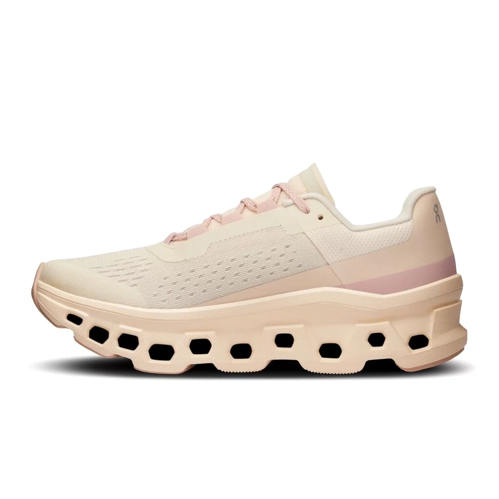 On Women's Cloudmonster Running Shoes - Moon/Fawn