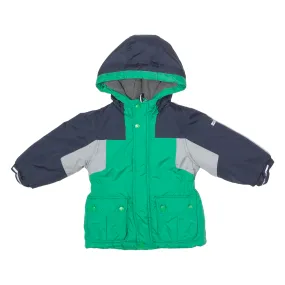 OSH KOSH B'GOSH Boys Puffer Jacket Green Hooded Colourblock 2-3Y