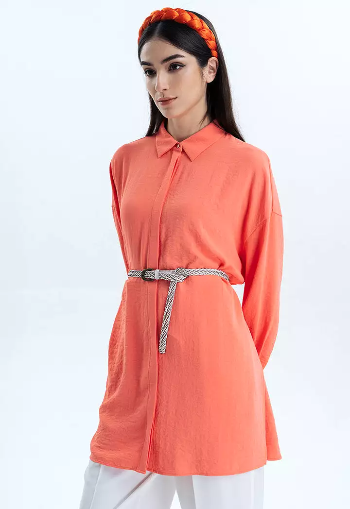 Oversized Solid Blouse With Side Slits