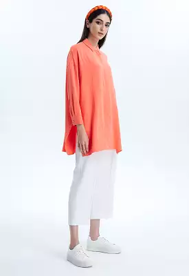 Oversized Solid Blouse With Side Slits