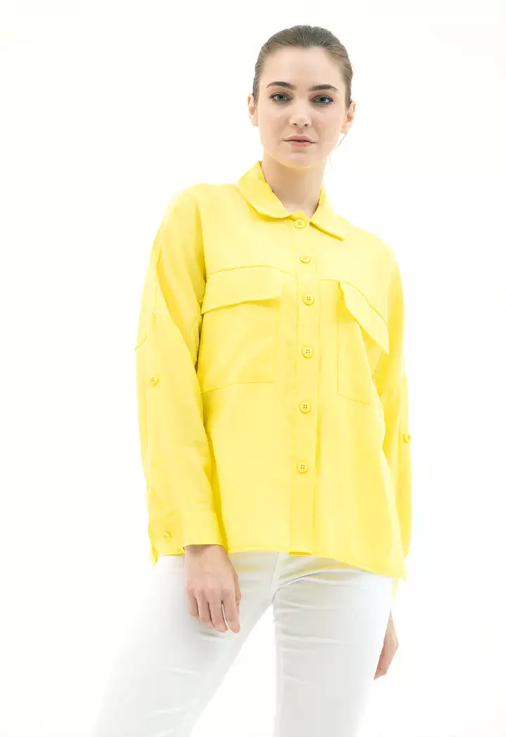 Oversized Solid Tencel Shirt (Free Size)