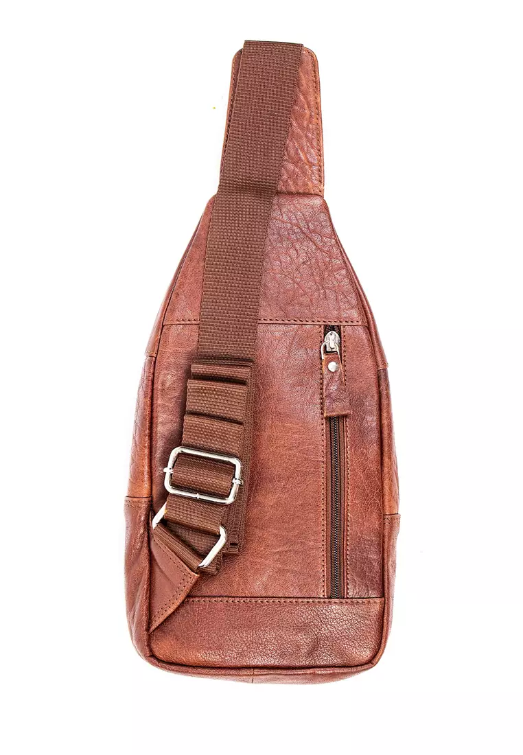 Oxhide Oxhide Leather Men's Chest Bag -Travel Bag -Sling BackPack-Crossbody Bag -Lightweight BackPack - Oxhide 10026 Brown