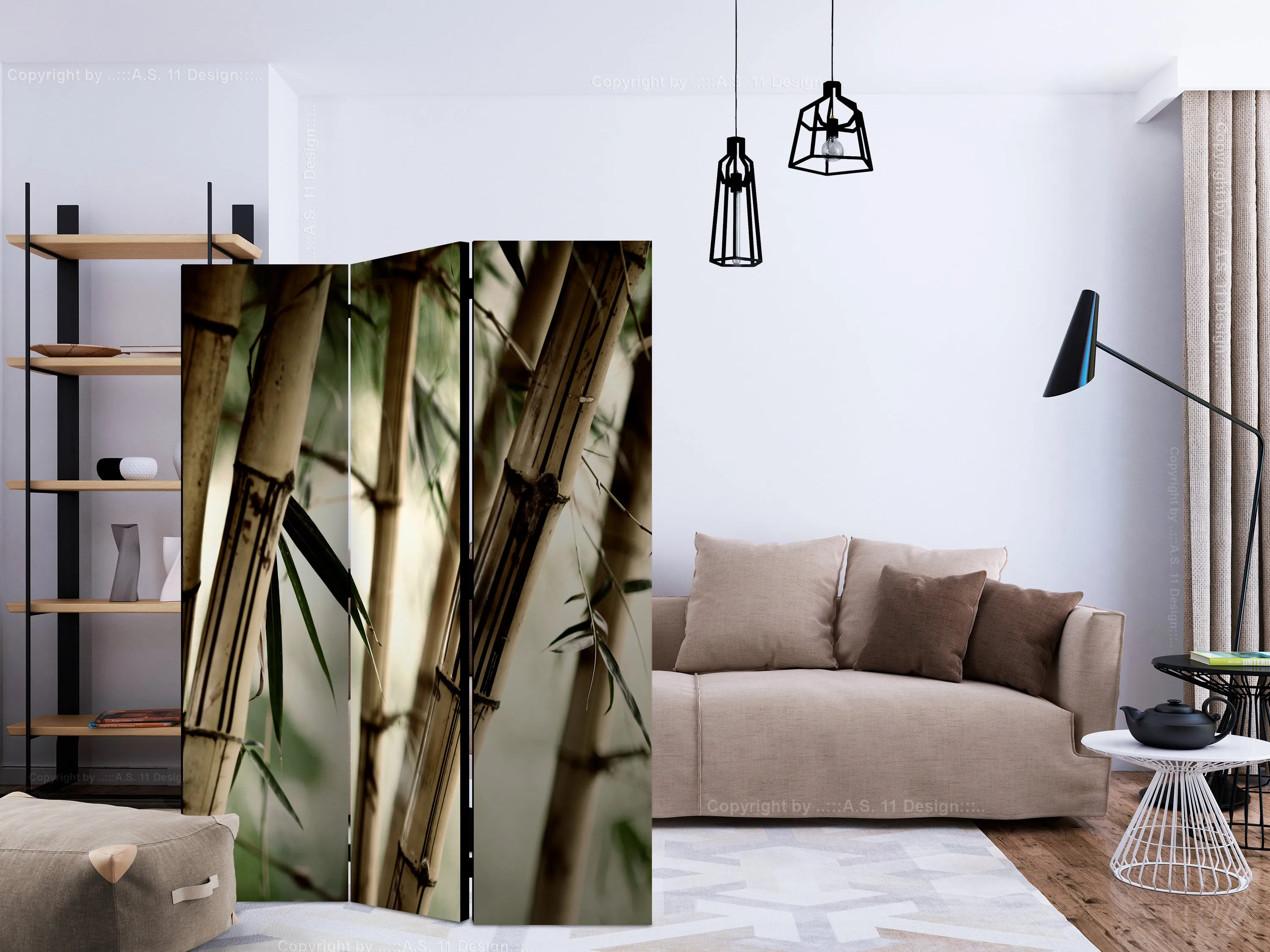 Paravento Fog and bamboo forest [Room Dividers]