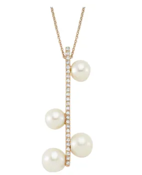 Pave Bar Pearl Droplet Necklace