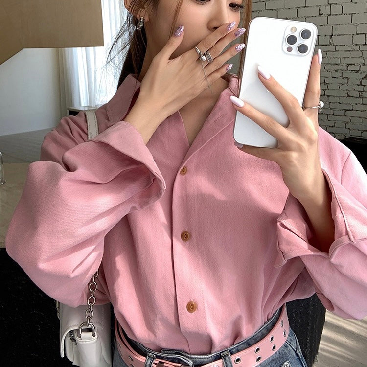 Pink Collar Lapel Shirt