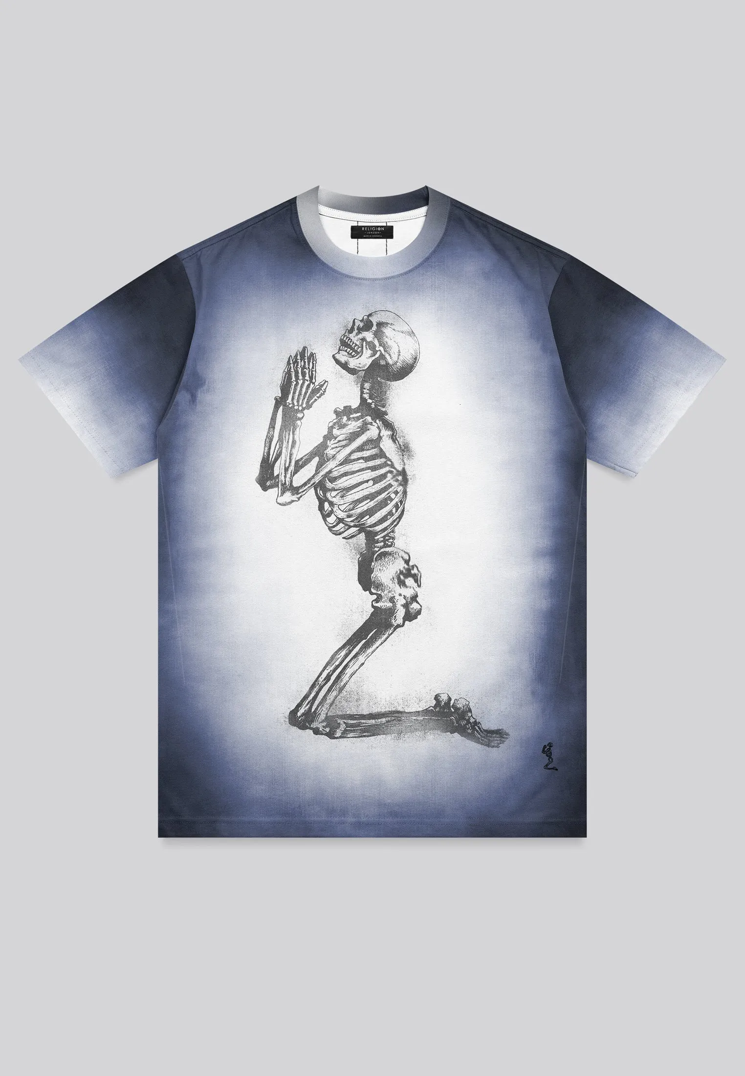 PRAYING SKELETON T-SHIRT BLUE