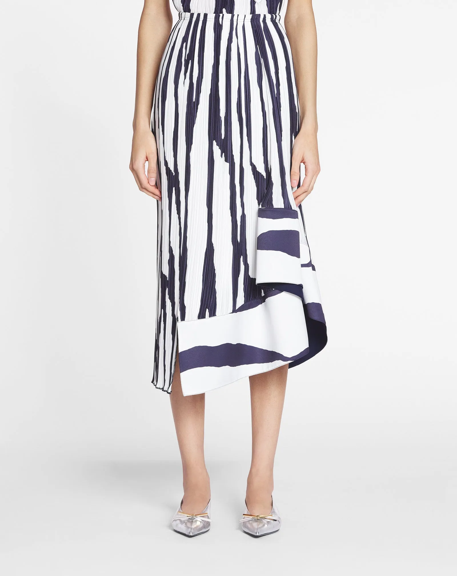 PRINTED PLEATED MIDI SKIRT