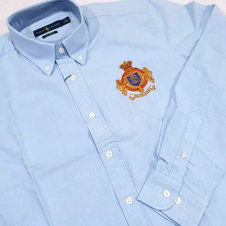 PRL crested dress Shirt | Sky blue