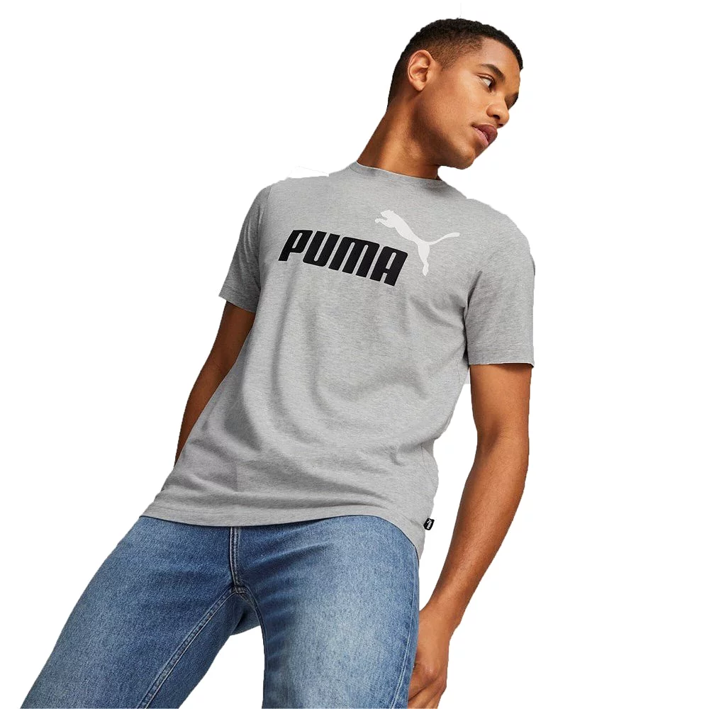 PUMA MEN'S ESSENTIALS+ 2 COLOUR LOGO GREY TEE